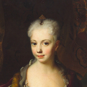 Ausschnitt des Gemäldes der Maria Anna (1718-1744) von Andreas Möller. Datiert 1727.